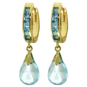 6.85 Carat 14K Solid Yellow Gold Changeling Blue Topaz Earrings