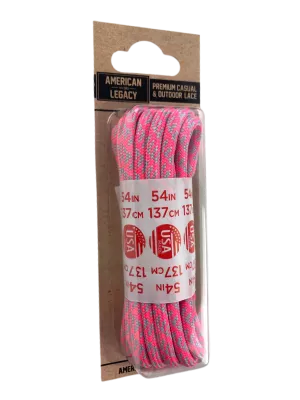 American Legacy ® Premium Rope Laces | Neon Pink/Silver Houndstooth