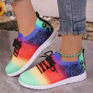 AMOZAE- -  Plus Size Mix Color Knit Flats