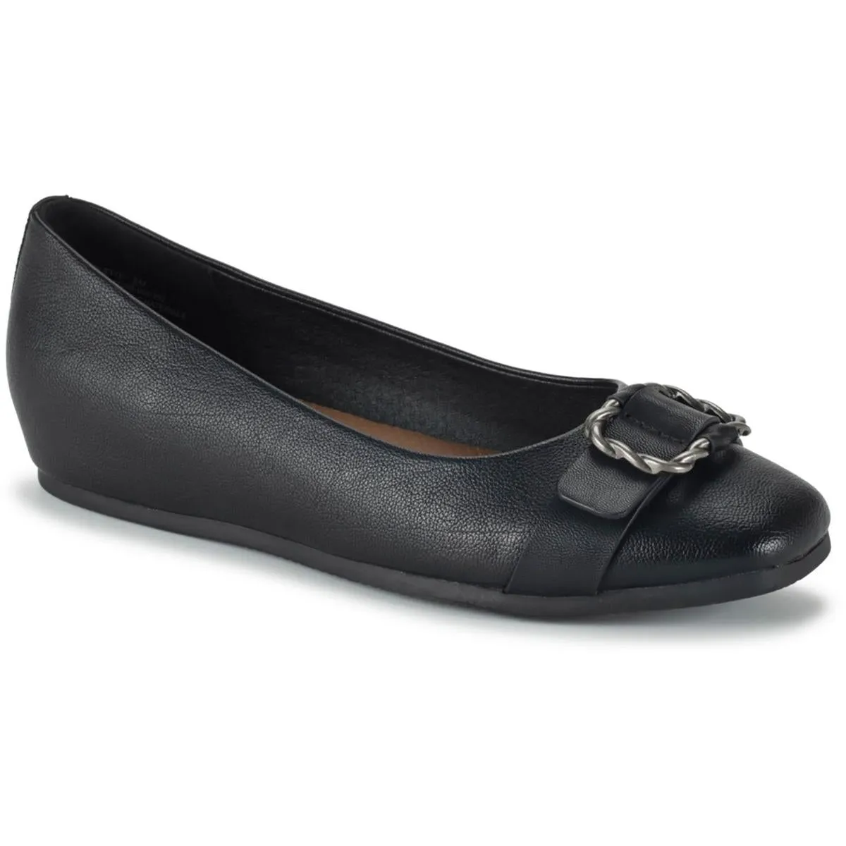 Baretraps Womens Colette Buckle Faux Leather Ballet Flats