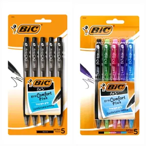 BIC Xtra-Comfort Plus Triangle Grip - 5 Pcs.  Black or Multicolor