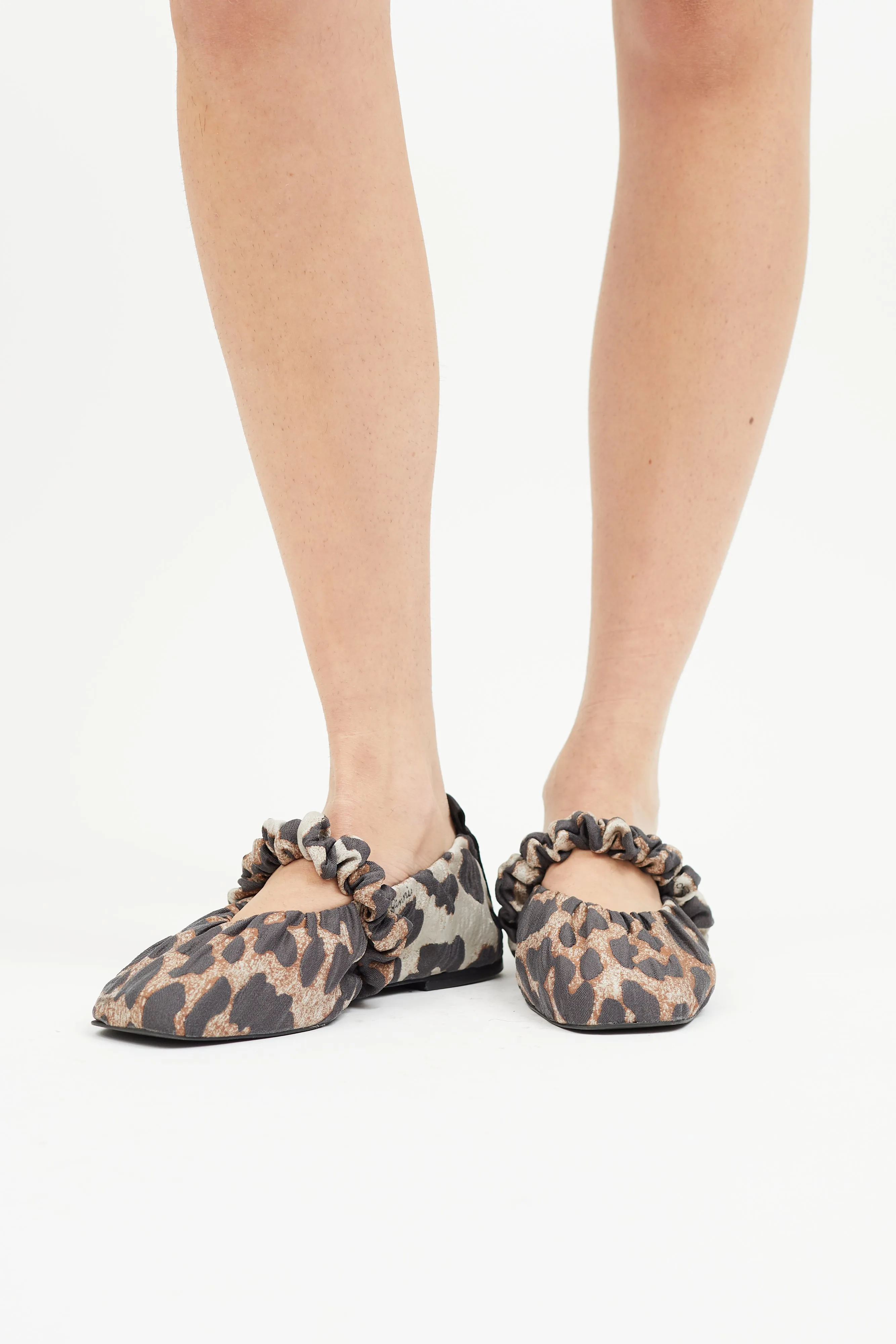 Black & Brown Jacquard Ballet Flat