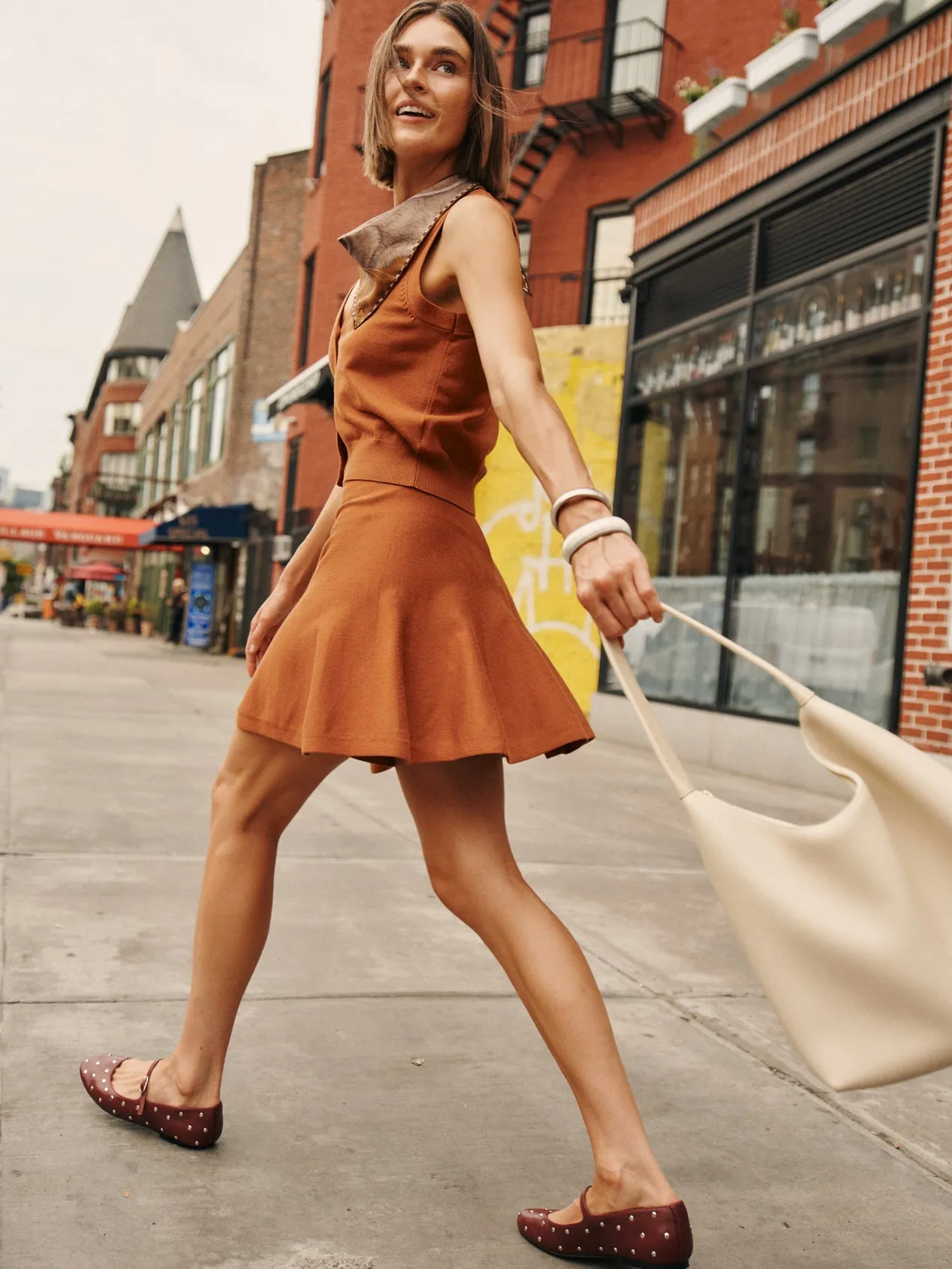 Chestnut Connie Knit Mini Skirt