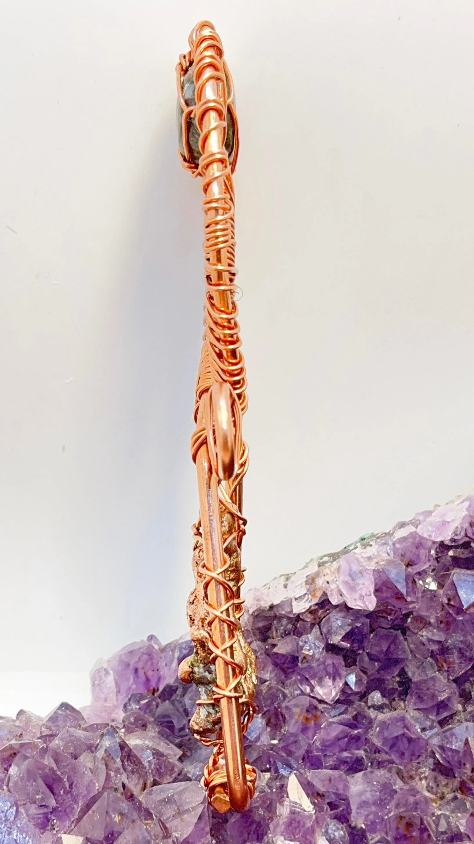 Copper Nugget with Peridot/Copper Tumble Stone POCKET Ankh