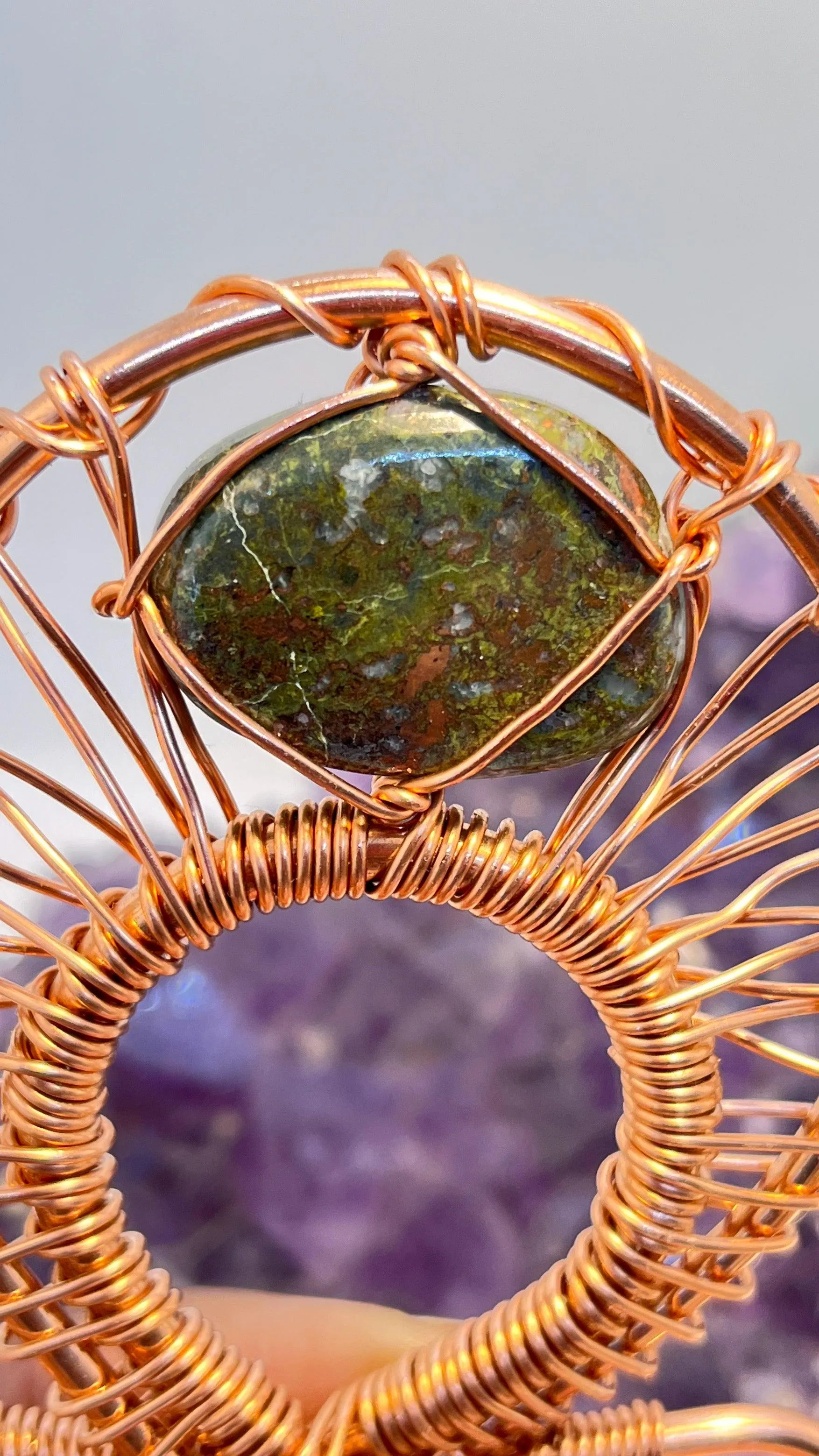 Copper Nugget with Peridot/Copper Tumble Stone POCKET Ankh