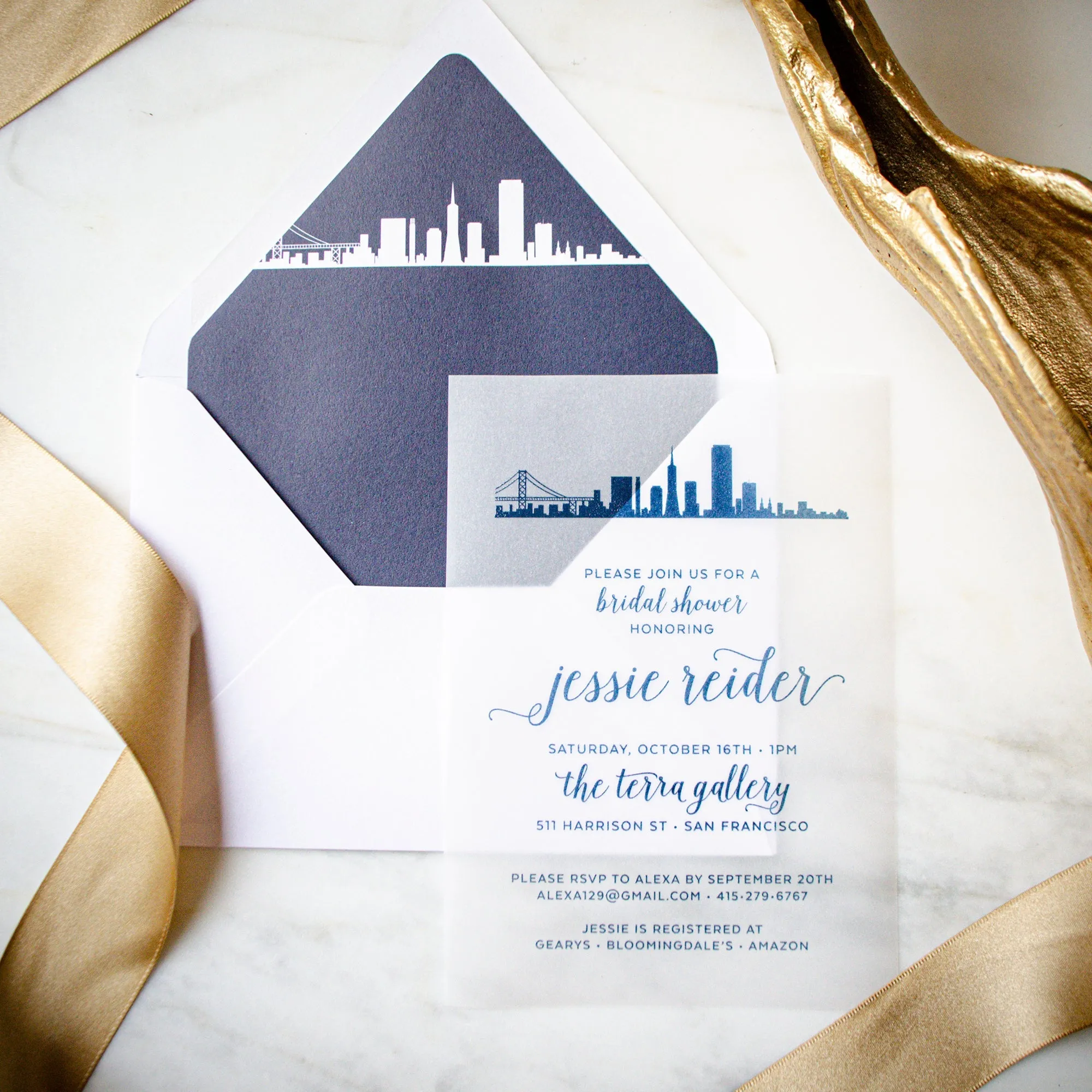 Custom Designed Vellum Bridal Shower Invitations