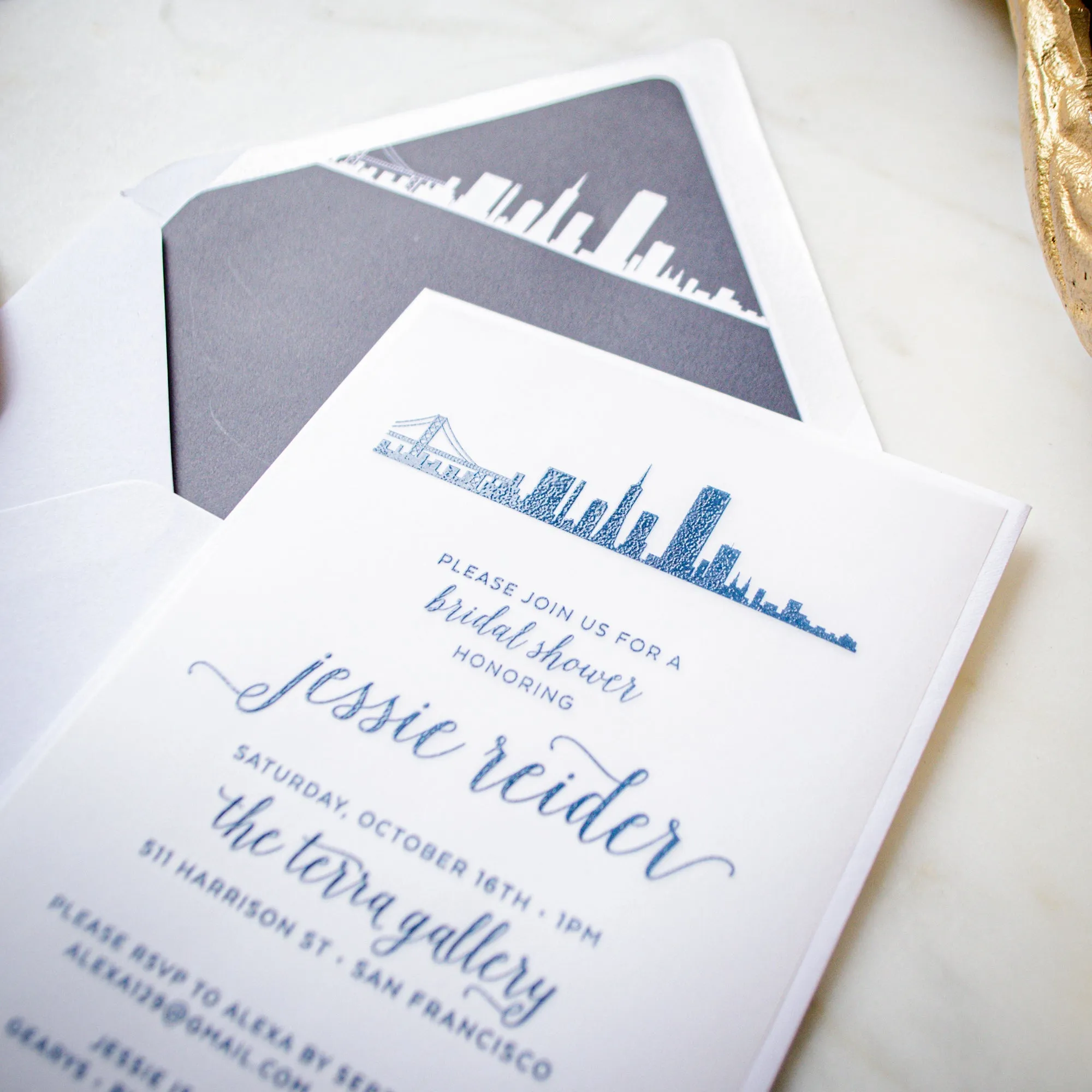 Custom Designed Vellum Bridal Shower Invitations