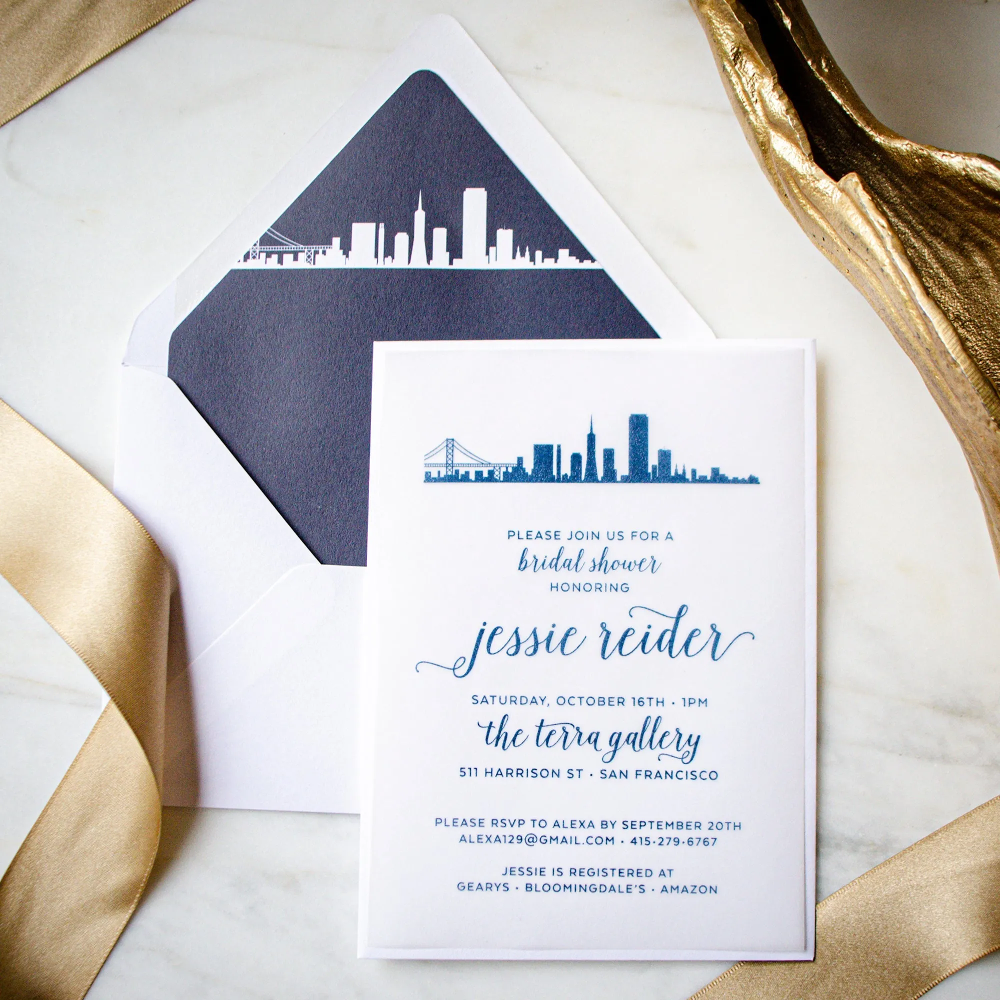 Custom Designed Vellum Bridal Shower Invitations
