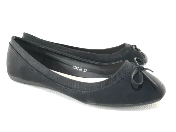 Damen Slipper Halbschuhe Ballerina Loafer Mokassins Slip On Flats Freizeit Black # 3345