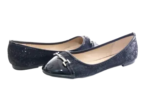 Damen Slipper Halbschuhe Ballerina Loafer Mokassins Slip On Flats Freizeit Black # 3