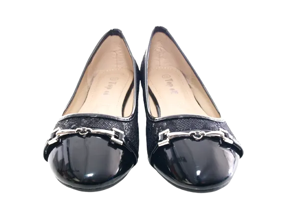 Damen Slipper Halbschuhe Ballerina Loafer Mokassins Slip On Flats Freizeit Black # 3
