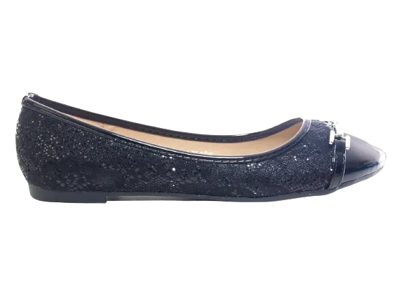 Damen Slipper Halbschuhe Ballerina Loafer Mokassins Slip On Flats Freizeit Black # 3