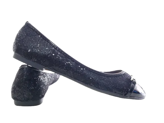 Damen Slipper Halbschuhe Ballerina Loafer Mokassins Slip On Flats Freizeit Black # 3