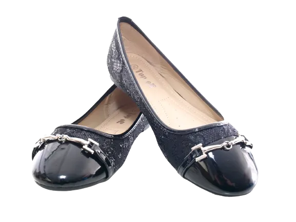 Damen Slipper Halbschuhe Ballerina Loafer Mokassins Slip On Flats Freizeit Black # 3