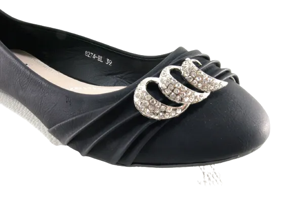 Damen Slipper Halbschuhe Ballerina Loafer Mokassins Slip On Flats Freizeit Black # 8274