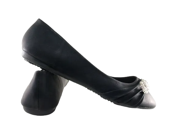 Damen Slipper Halbschuhe Ballerina Loafer Mokassins Slip On Flats Freizeit Black # 8274