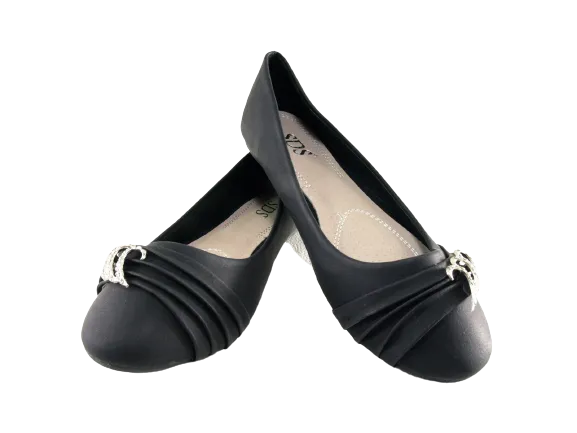 Damen Slipper Halbschuhe Ballerina Loafer Mokassins Slip On Flats Freizeit Black # 8274