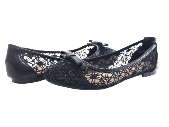 Damen Slipper Halbschuhe Ballerina Loafer Mokassins Slip On Flats Freizeit Black # 8382-22