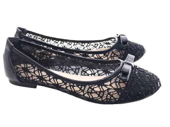 Damen Slipper Halbschuhe Ballerina Loafer Mokassins Slip On Flats Freizeit Black # 8382-22
