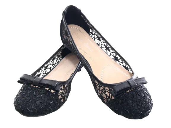 Damen Slipper Halbschuhe Ballerina Loafer Mokassins Slip On Flats Freizeit Black # 8382-22