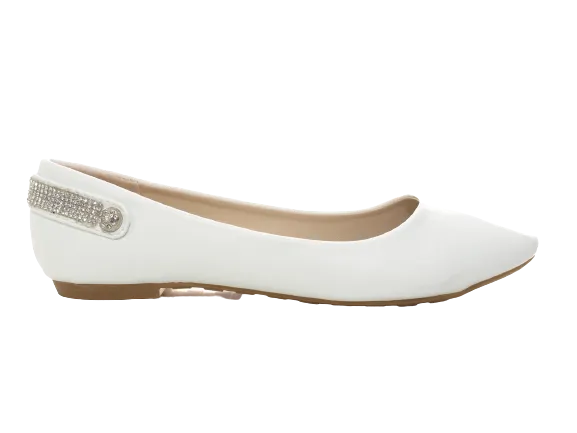 Damen Slipper Halbschuhe Ballerina Loafer Mokassins Slip On Flats Freizeit White # 006-30