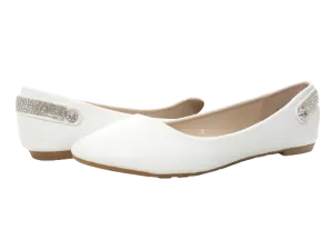 Damen Slipper Halbschuhe Ballerina Loafer Mokassins Slip On Flats Freizeit White # 006-30