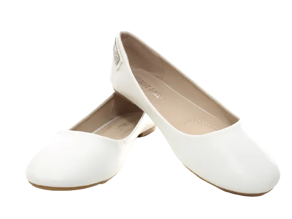 Damen Slipper Halbschuhe Ballerina Loafer Mokassins Slip On Flats Freizeit White # 006-30