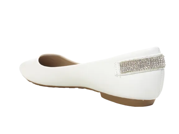 Damen Slipper Halbschuhe Ballerina Loafer Mokassins Slip On Flats Freizeit White # 006-30