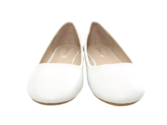Damen Slipper Halbschuhe Ballerina Loafer Mokassins Slip On Flats Freizeit White # 006-30