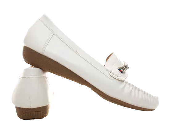 Damen Slipper Halbschuhe Ballerina Loafer Mokassins Slip On Flats Freizeit White # 184