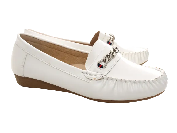 Damen Slipper Halbschuhe Ballerina Loafer Mokassins Slip On Flats Freizeit White # 184