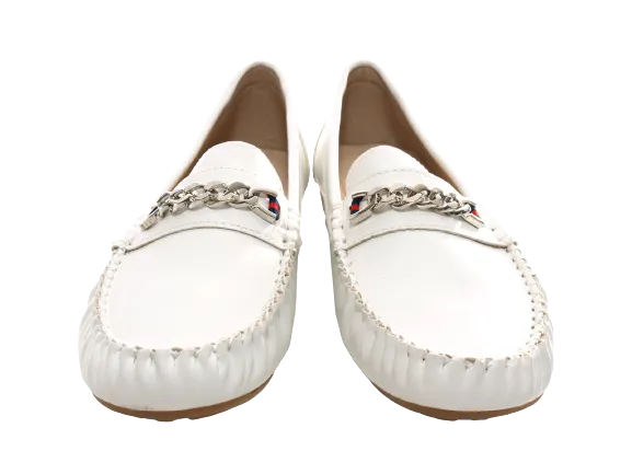 Damen Slipper Halbschuhe Ballerina Loafer Mokassins Slip On Flats Freizeit White # 184