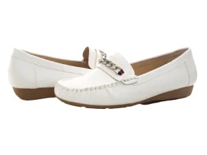 Damen Slipper Halbschuhe Ballerina Loafer Mokassins Slip On Flats Freizeit White # 184