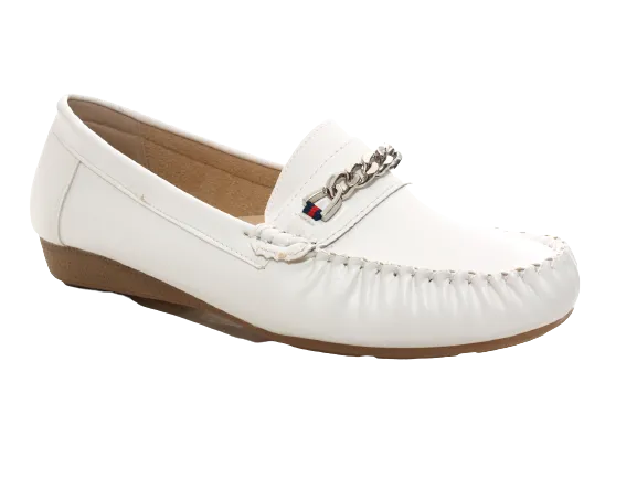 Damen Slipper Halbschuhe Ballerina Loafer Mokassins Slip On Flats Freizeit White # 184