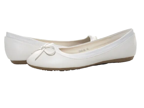 Damen Slipper Halbschuhe Ballerina Loafer Mokassins Slip On Flats Freizeit White # 3345