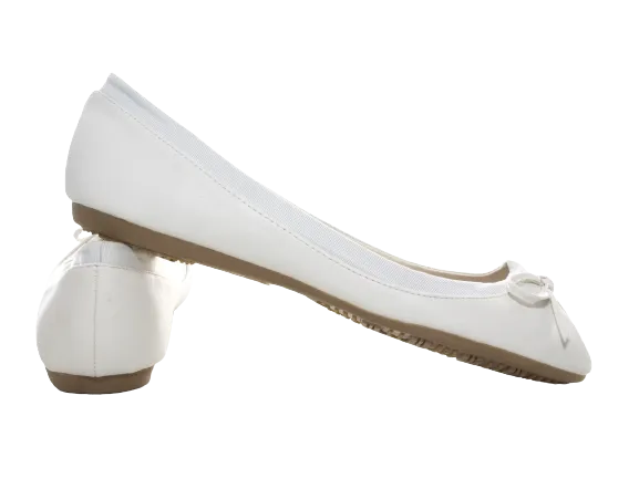 Damen Slipper Halbschuhe Ballerina Loafer Mokassins Slip On Flats Freizeit White # 3345