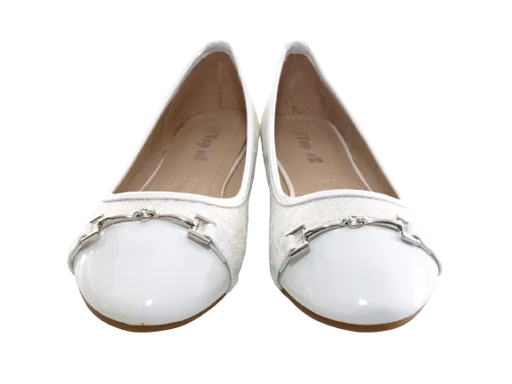 Damen Slipper Halbschuhe Ballerina Loafer Mokassins Slip On Flats Freizeit White # 3