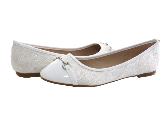 Damen Slipper Halbschuhe Ballerina Loafer Mokassins Slip On Flats Freizeit White # 3
