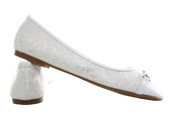 Damen Slipper Halbschuhe Ballerina Loafer Mokassins Slip On Flats Freizeit White # 3