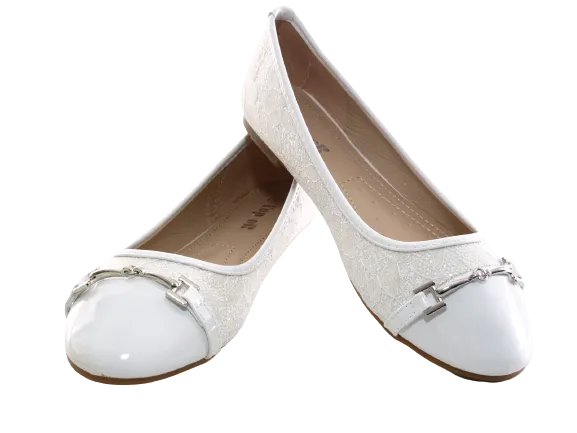 Damen Slipper Halbschuhe Ballerina Loafer Mokassins Slip On Flats Freizeit White # 3