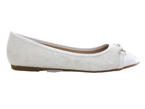 Damen Slipper Halbschuhe Ballerina Loafer Mokassins Slip On Flats Freizeit White # 3
