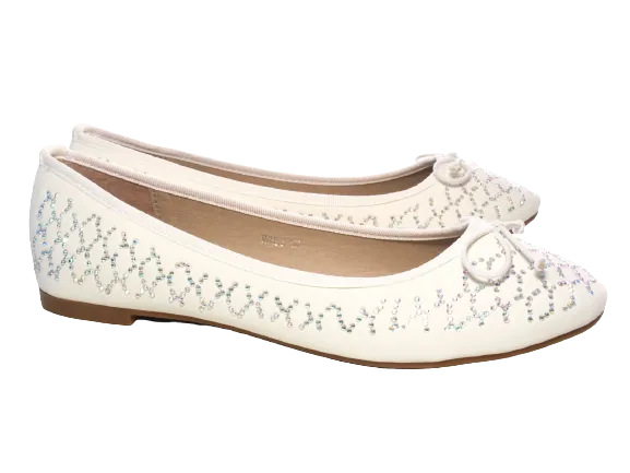 Damen Slipper Halbschuhe Ballerina Loafer Mokassins Slip On Flats Freizeit White # 53