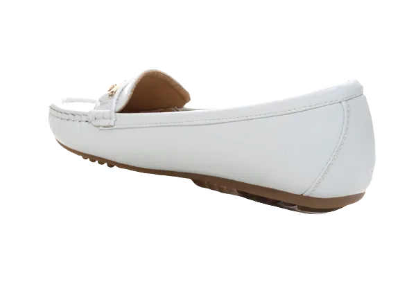Damen Slipper Halbschuhe Ballerina Loafer Mokassins Slip On Flats Freizeit White # 954