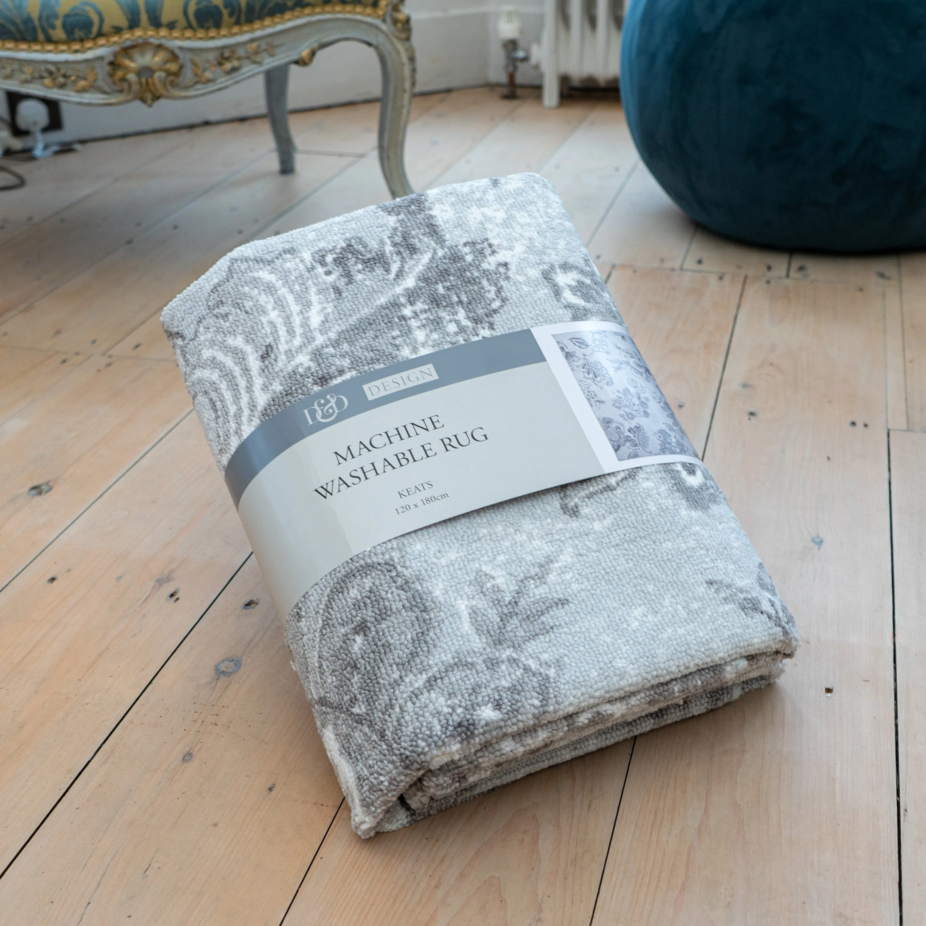Dreams & Drapes Keats Washable Rug - Grey