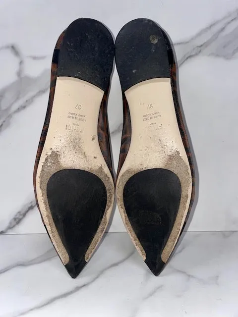 Fendi Zucca Mesh Ballerina Rete Black & Brown Shoes, size 6