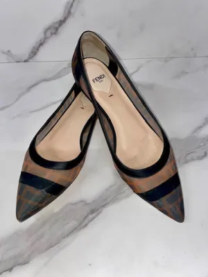 Fendi Zucca Mesh Ballerina Rete Black & Brown Shoes, size 6