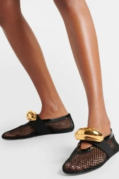 Fishnet Slip On Ballet Flats