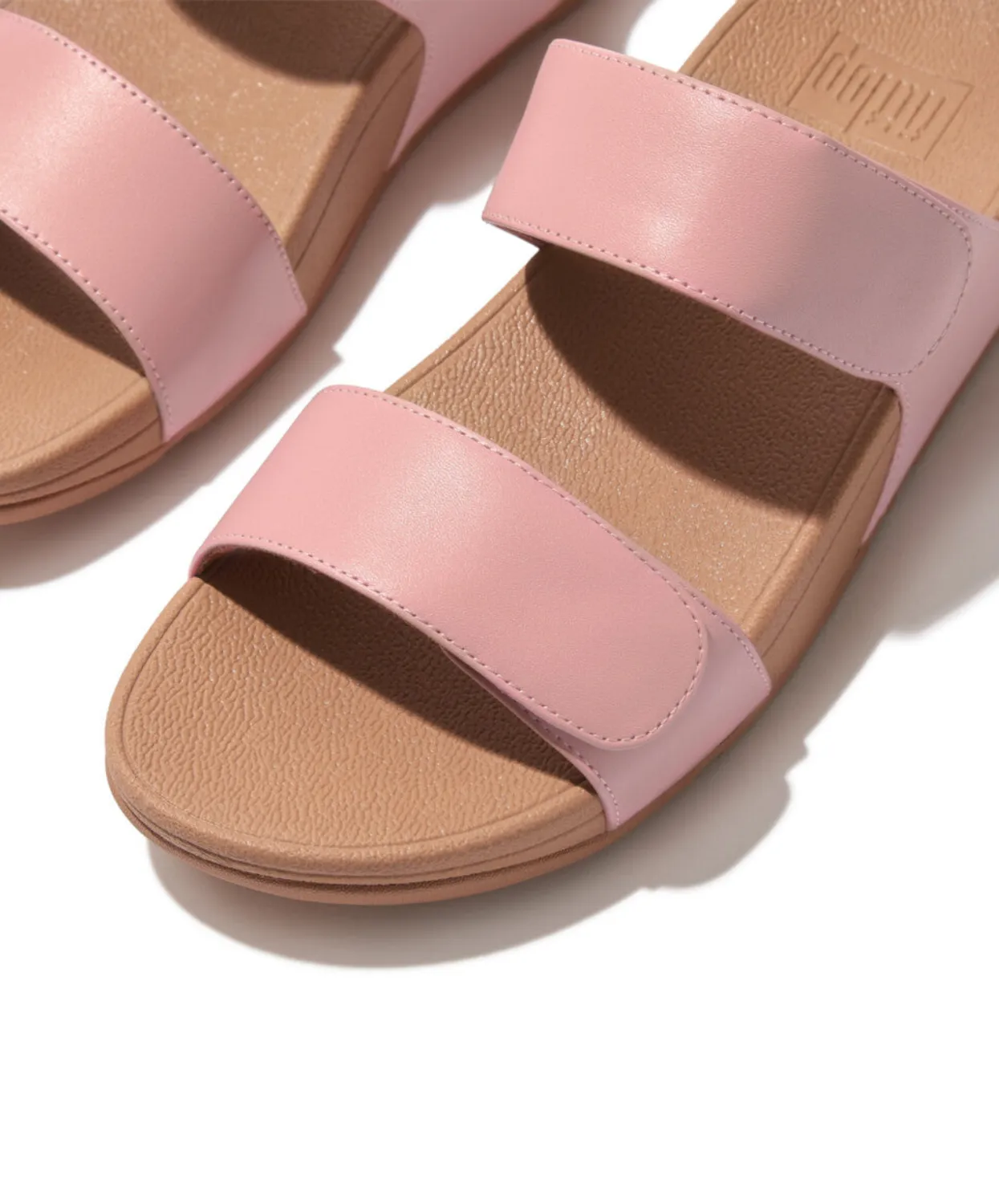 FitFlop Lulu Leather Velcro Adjustable Slides Blush