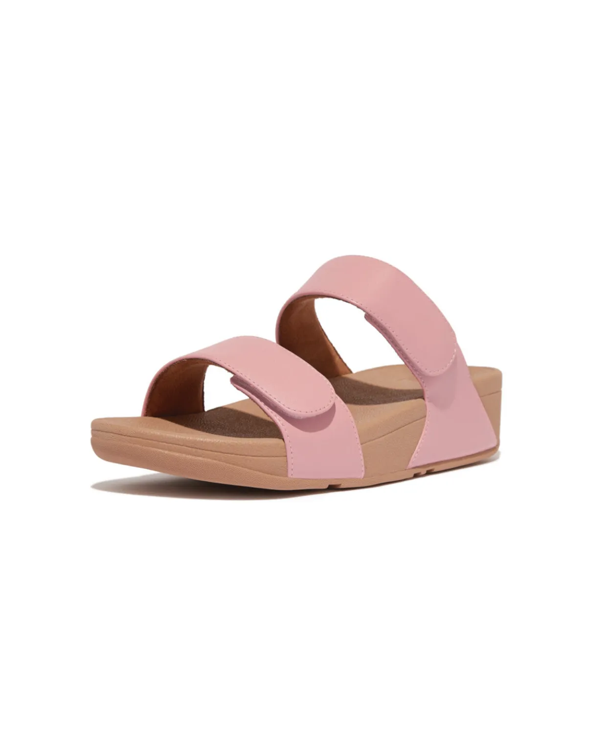 FitFlop Lulu Leather Velcro Adjustable Slides Blush