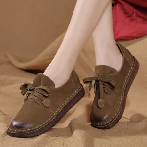 Gift Shoes Autumn Leather Soft Bottom Casual Handmade Women's Shoes